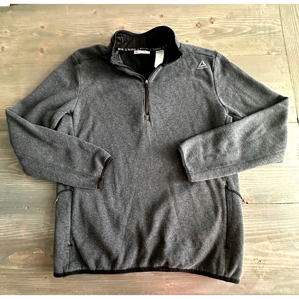Reebok Men's Gray Quarter Zip Pullover Fleece‎ Athletic Sweatshirt Size M